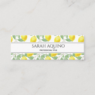 Carte De Visite Mini Monogramme Au Citron Et Motif Feuille