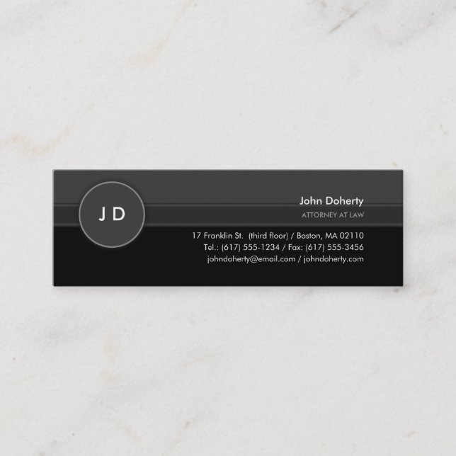 Carte De Visite Mini Monogramme| Avocat de droit classique (Devant)
