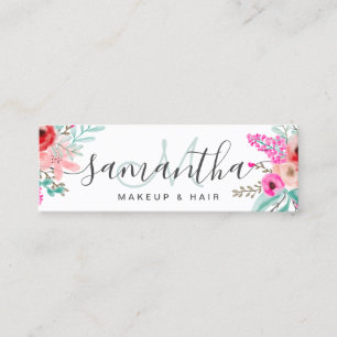 Carte De Visite Mini Monogramme Chic bouquet de couleur d'aquarelle fle