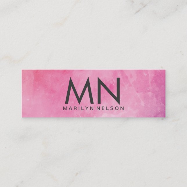 Carte De Visite Mini Monogramme couleur eau rose (Devant)