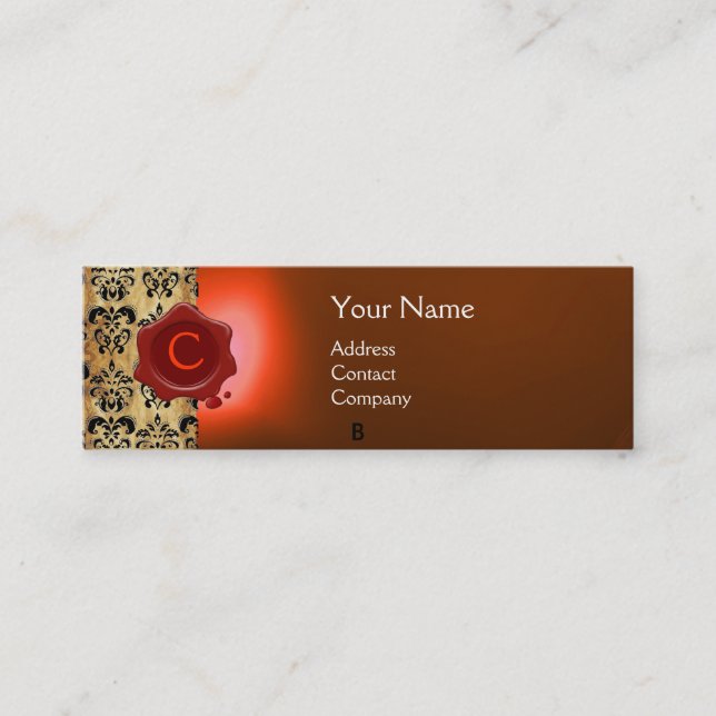Carte De Visite Mini MONOGRAMME DE PARCHEMENT DE SCEAU CIRE orange (Devant)