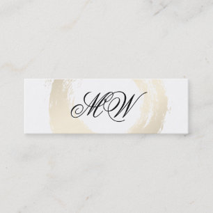 Carte De Visite Mini Monogramme fantaisie élégant en faux platine bross