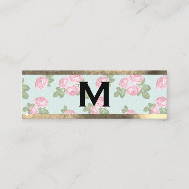 Carte De Visite Mini Monogramme Gold Trim | Rose et Pois (Devant)