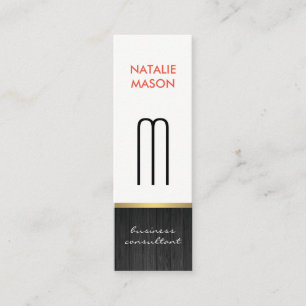 Carte De Visite Mini Monogramme Moderne Astuce en bois lisse or