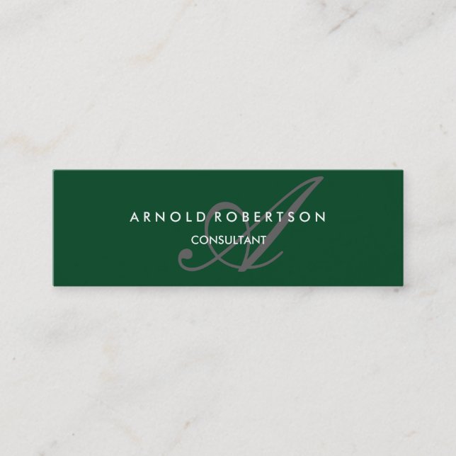 Carte De Visite Mini Monogramme moderne Forêt tendance Grey vert (Devant)