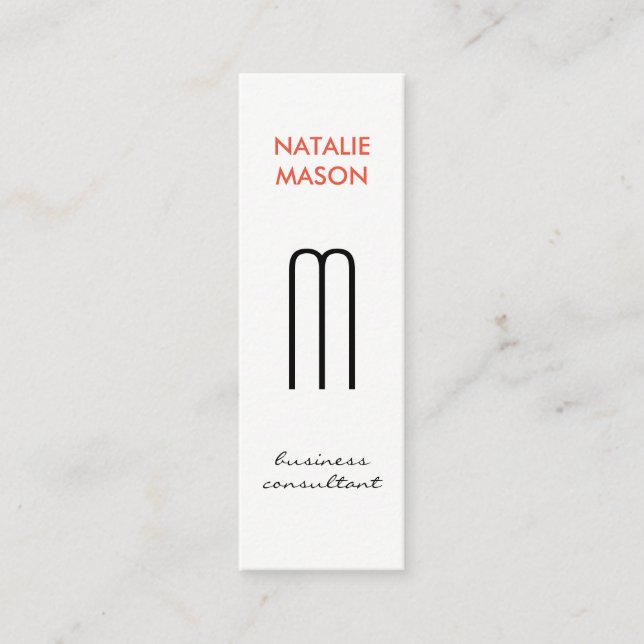 Carte De Visite Mini Monogramme moderne lisse et mince 2 (Devant)