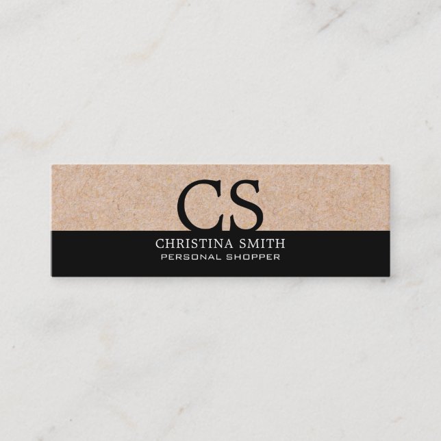 Carte De Visite Mini Monogramme moderne Monogramme Kraft-Imprimer Bed & (Devant)