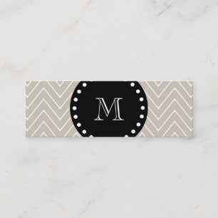 Carte De Visite Mini Monogramme noir beige du motif   de Chevron