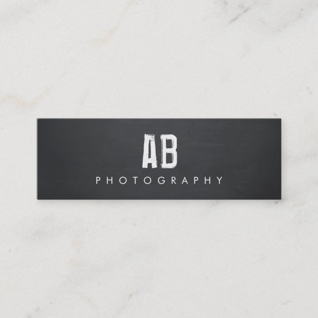 Carte De Visite Mini Monogramme noir simple, Hip Cool et Edgy, (Devant)