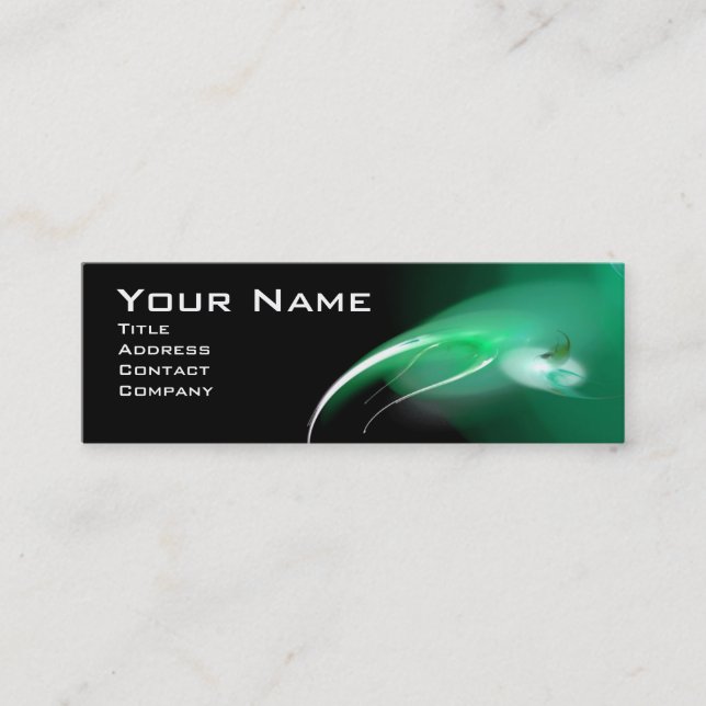 Carte De Visite Mini MONOGRAMME OISEAU LUMIÈRE Vibrant vert noir (Devant)