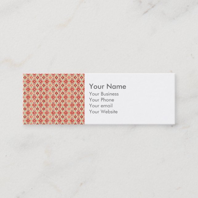 Carte De Visite Mini Monogramme rose rouge Geo Tribal Ikat Diamond Moti (Devant)