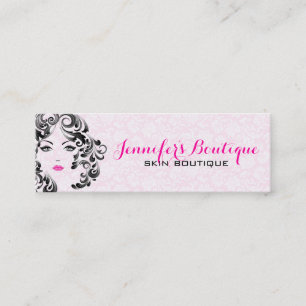 Carte De Visite Mini Monogramme Visage Rose et Noir Blanc 2