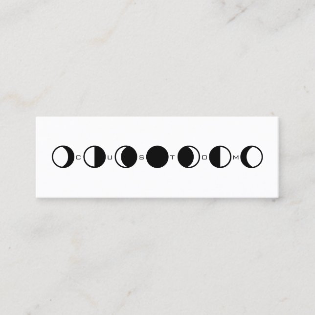 Carte De Visite Mini MOONPHRASE Cool Moderne Lune Phase horizontale (Devant)