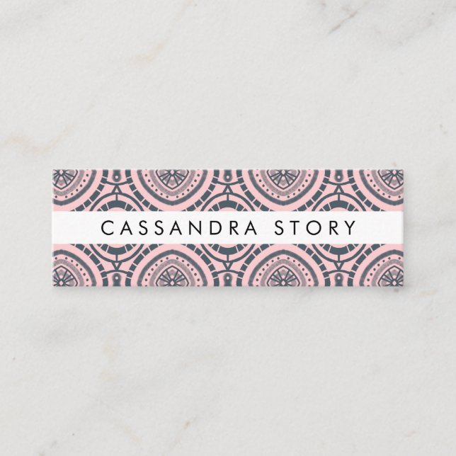 Carte De Visite Mini Motif Boho moderne Denim bleu rose (Devant)