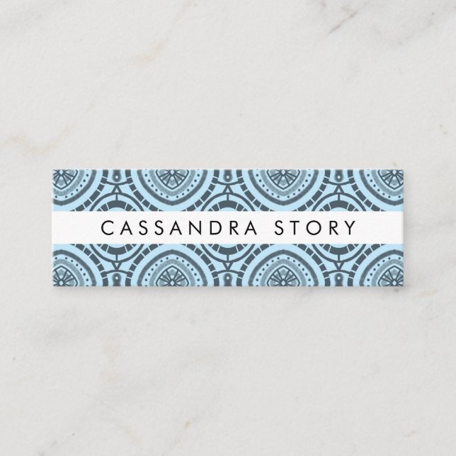 Carte De Visite Mini Motif Boho moderne Denim Blue (Devant)