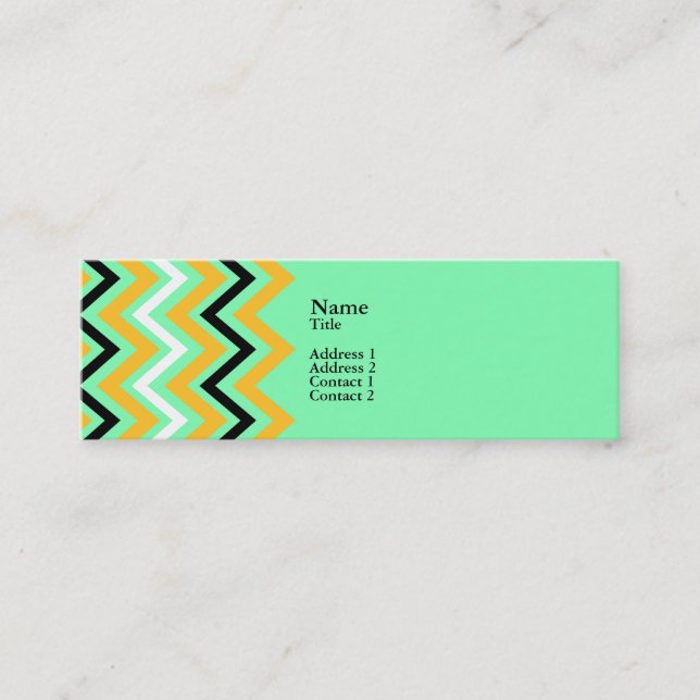 Carte De Visite Mini Motif Chevron jaune et vert (Devant)