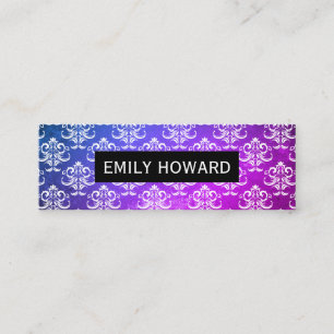 Carte De Visite Mini Motif Damas texture vert pourpre