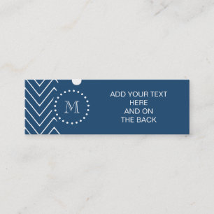 Carte De Visite Mini Motif de Chevron de bleu marine et de blanc, votre