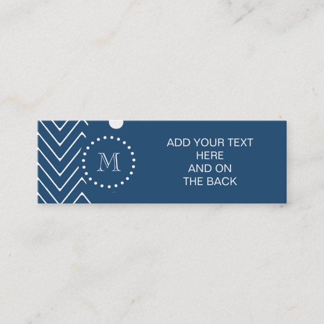 Carte De Visite Mini Motif de Chevron de bleu marine et de blanc, votre (Devant)