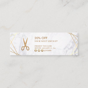 Carte De Visite Mini Motif d'or Ciseaux de marbre escompte HairStylist
