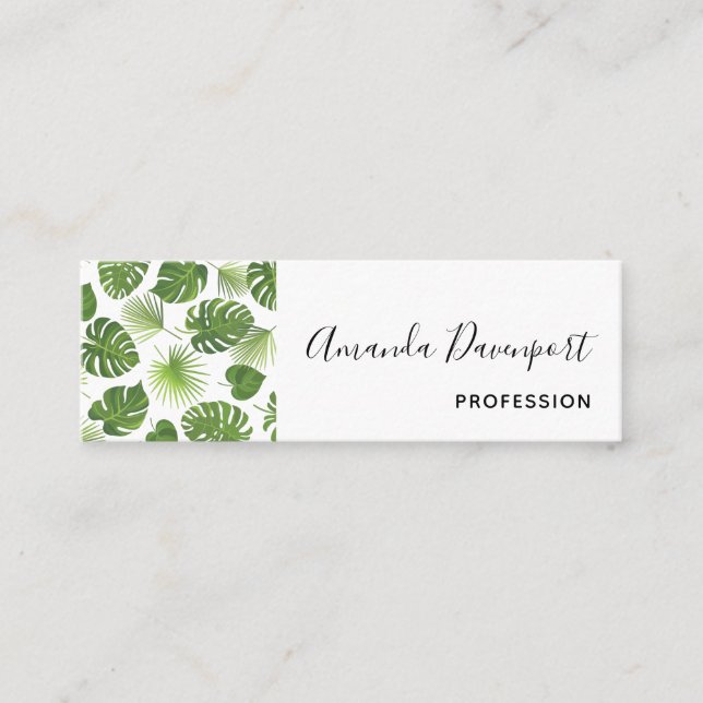 Carte De Visite Mini Motif Feuille élégant Green Tropical (Devant)