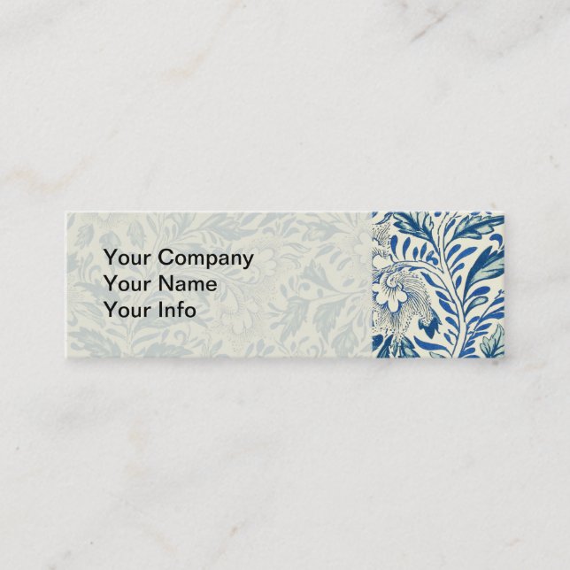 Carte De Visite Mini Motif Floral bleu Antique Design asiatique (Devant)