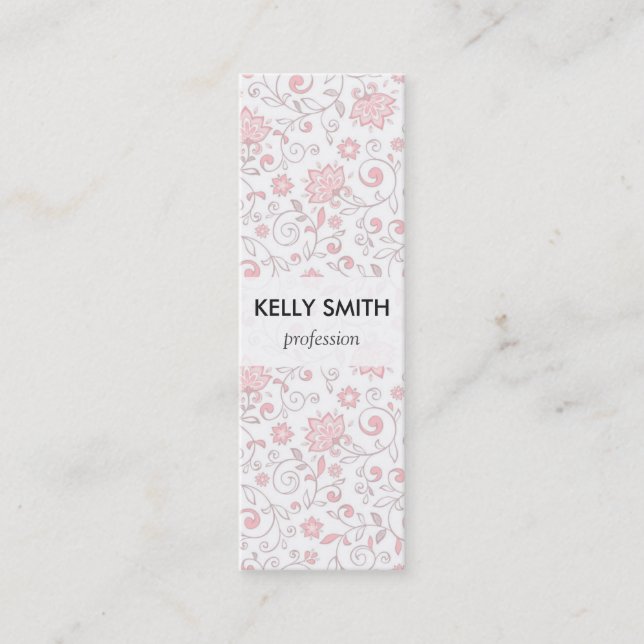 Carte De Visite Mini Motif floral rose-clair élégant (Devant)