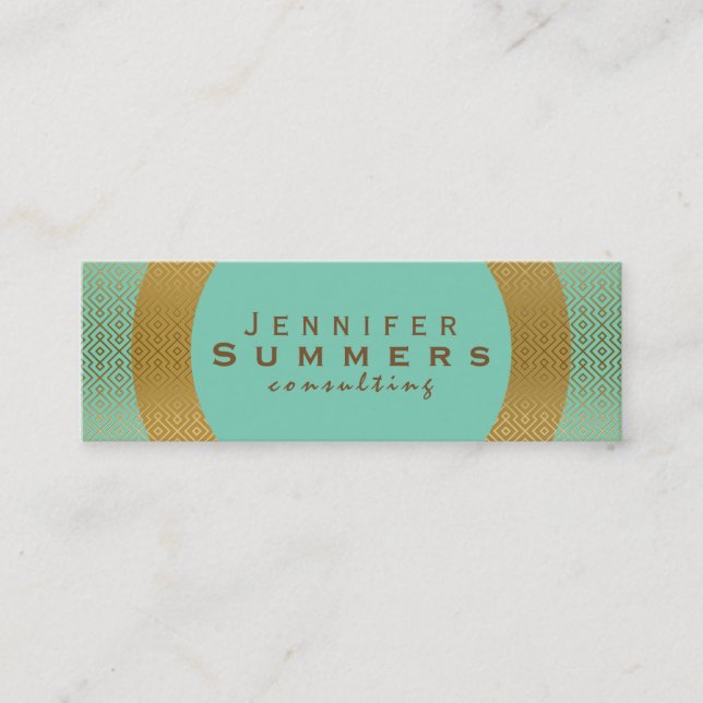 Carte De Visite Mini Motif géométrique moderne Mint Green & Gold (Devant)