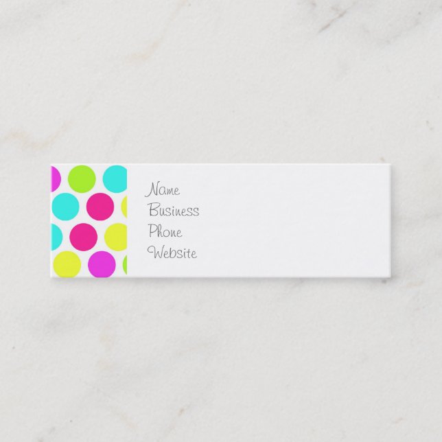 Carte De Visite Mini Motif Pois de couleur pour filles (Devant)