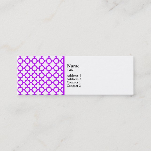 Carte De Visite Mini Motif Quatrefoil violet électrique (Devant)