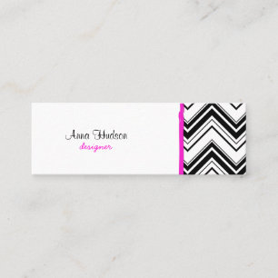 Carte De Visite Mini Motif Zigzag noir et blanc, Motif Chevron