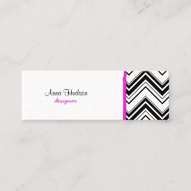 Carte De Visite Mini Motif Zigzag noir et blanc, Motif Chevron (Devant)