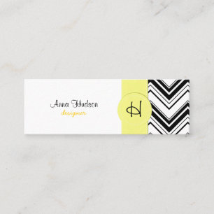 Carte De Visite Mini Motif Zigzag noir et blanc, Motif Chevron