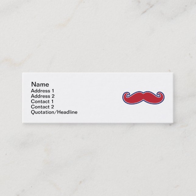 Carte De Visite Mini Moustache, rouge, blanc et bleu (Devant)