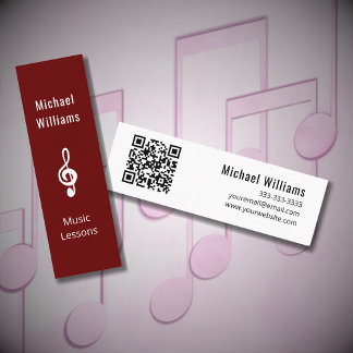 Carte De Visite Mini Music Teacher Code QR Simple Treble Clef