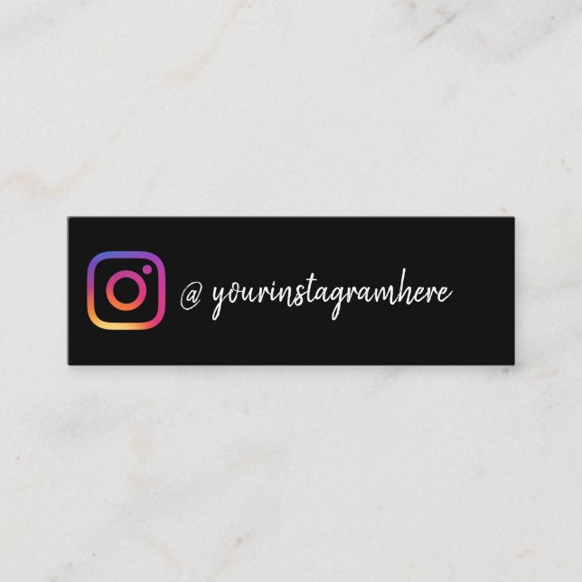 Carte De Visite Mini Noir suivez-moi sur Instagram (Devant)