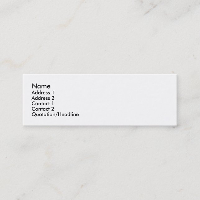 Carte De Visite Mini Nom, adresse 1, adresse 2, contact 1, contact… (Devant)