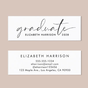 Carte De Visite Mini Nom de graduation de script chic