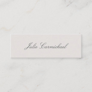 Carte De Visite Mini Nom élégant de script gris simple