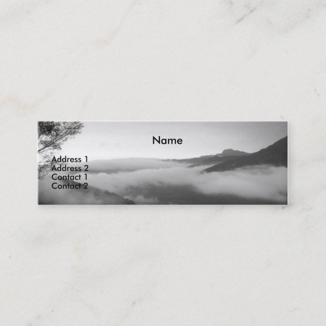 Carte De Visite Mini Nuages prolongés/paysage de montagne dans B&W (Devant)
