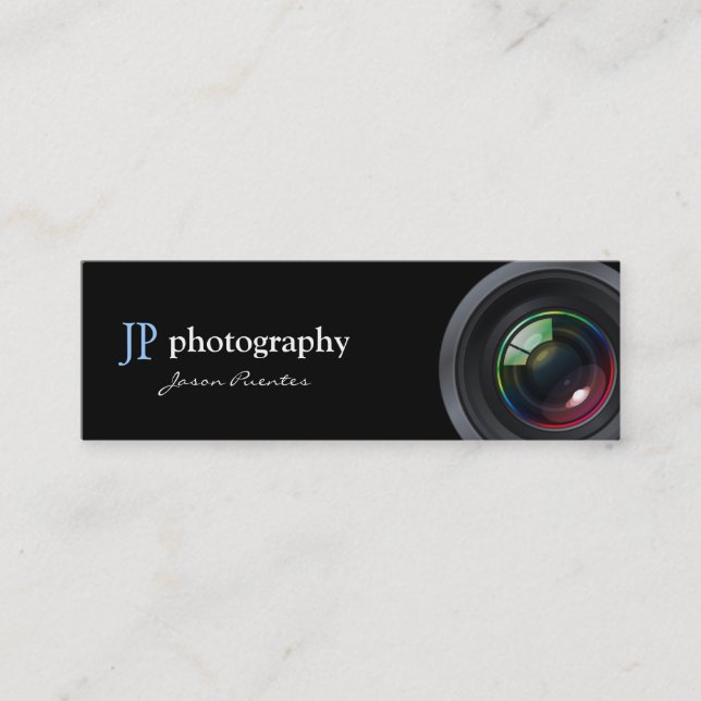 Carte De Visite Mini Objectif de caméra professionnel de photographe (Devant)