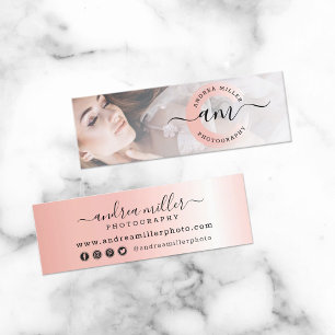 Carte De Visite Mini Or Rose Minimaliste Peinture Douce Logo Personnali