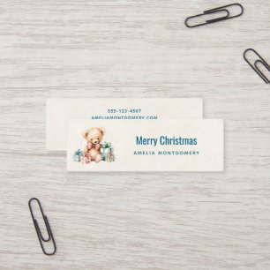 Carte De Visite Mini Ours en peluche mignonne avec cadeaux Joyeux Noël