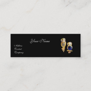 Carte De Visite Mini OWLS JEWEL, Or, Sapphire Bleu, Topaz Pearle Blanch