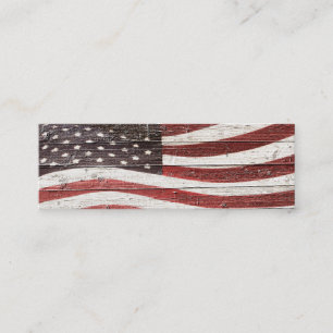 Carte De Visite Mini Painted American Flag on Rustic Wood Texture