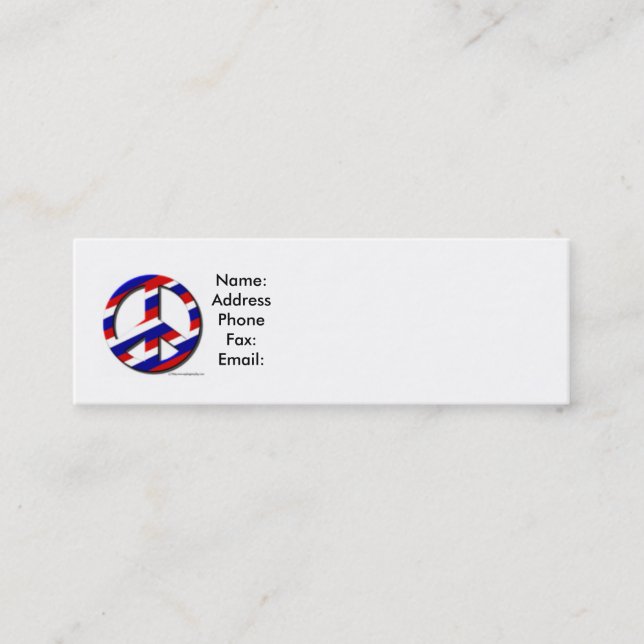 Carte De Visite Mini paix-SM, nom : AddressPhoneFax : Email : (Devant)