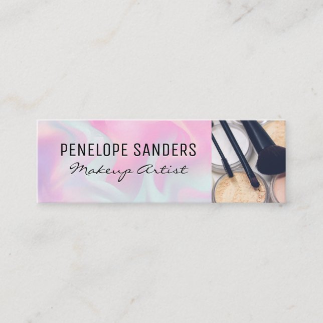 Carte De Visite Mini Palette de maquillage et brosses | Liquide lissé (Devant)