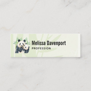 Carte De Visite Mini Panda Pair et Bambou Aquarelle