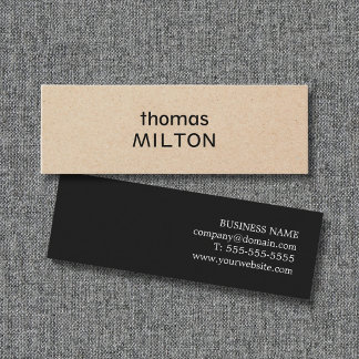 Carte De Visite Mini Papier Kraft Faux et Noir pour un Réseau Moderne É