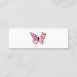 Carte De Visite Mini Papillon à fleurs avec Sakura rose